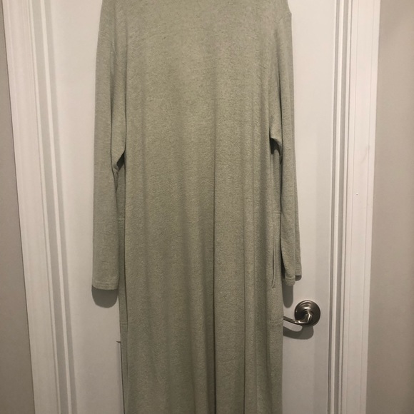 7 For All Mankind Gray Long Line Open Front Cardigan Duster with Pockets - Picture 2 of 5